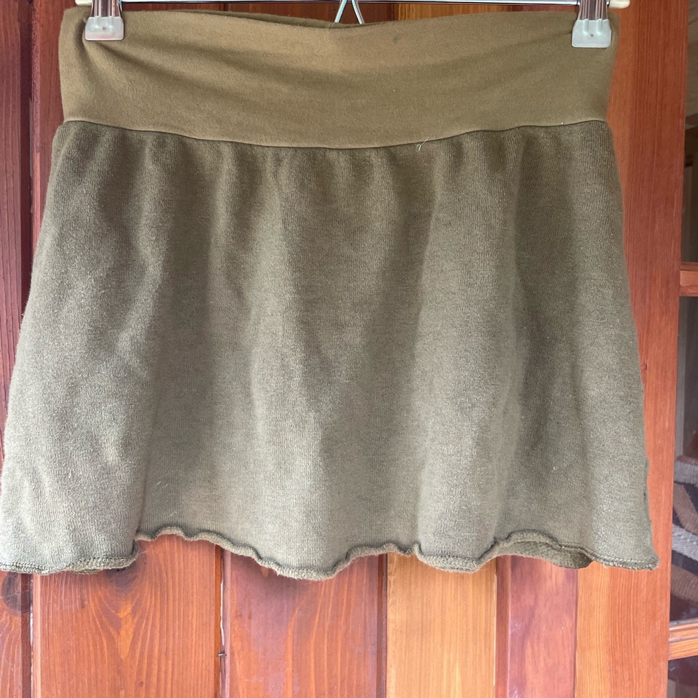 Gaia Conceptions Fleece Hemp Olive Mini Skirt